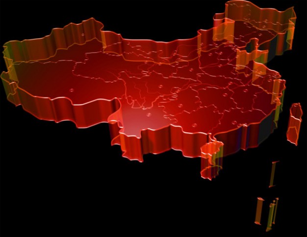 3D material of the red chinese map
