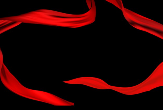 a circle of red silk with dark background