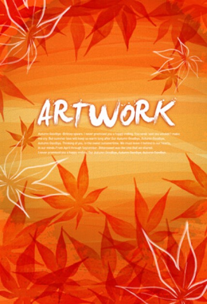 autumn maple leaf with orange background artwork layered material