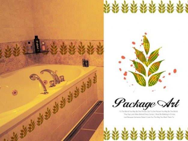 bathtub application and package art series graffiti printing with leaves