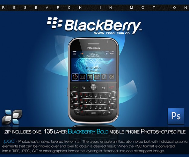 blackberry phones layered material in blue background