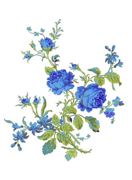 blue flowers layered painted by hand