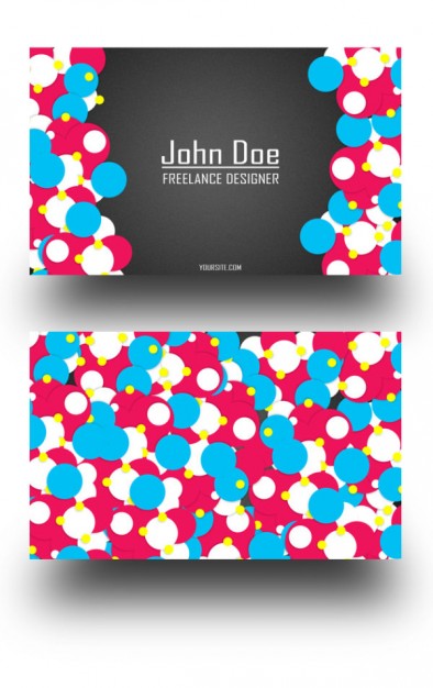 business card design layered material with bubbles