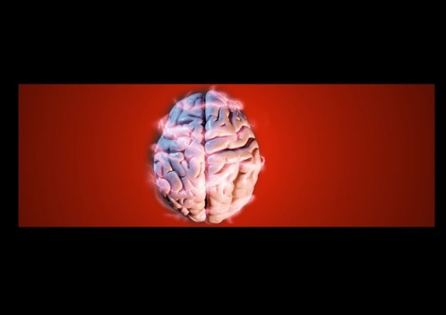 cerebrum arounded with light over red background