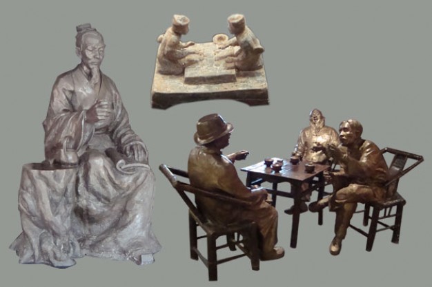 chinese sculpture layered material with Ancients