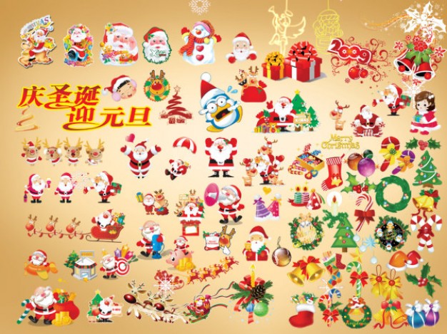 christmas elements material collection like Candle Snowflake Santa