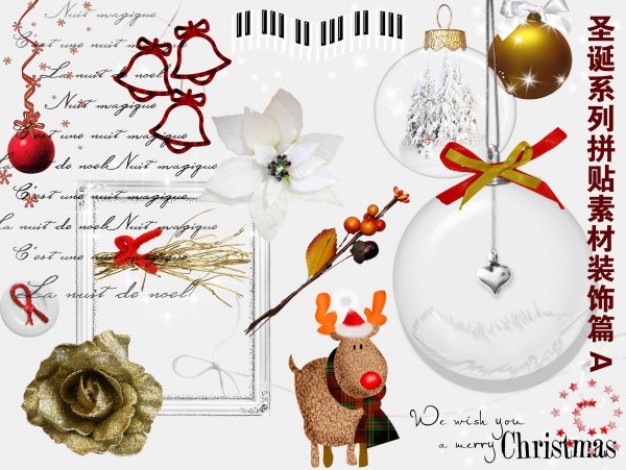 christmas family collage material decoration with Flower elk ball