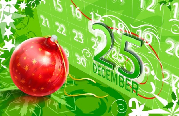 christmas layered red Ball with calendar background