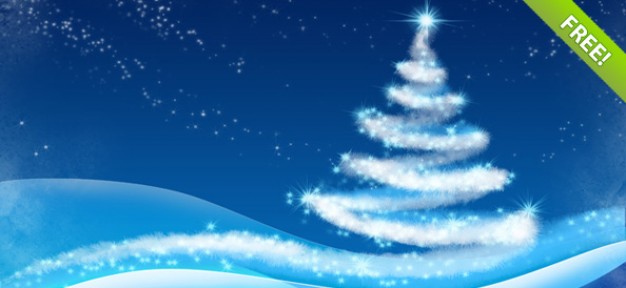 Christmas tree over snowy winter backgrounds