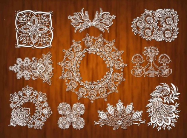 crystal lace pattern material with wood background