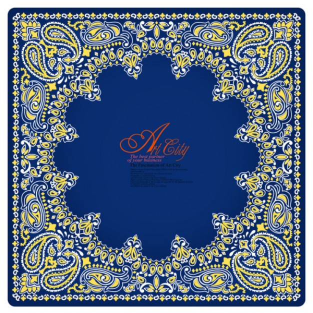 elegant art city european border pattern material in blue in middle