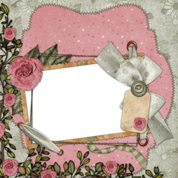 europe and the united states collage style frame with pink flowers