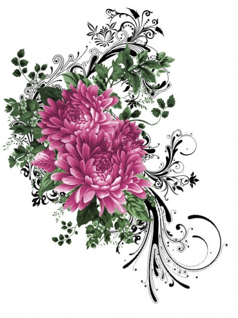 fashion pattern peony flower material painted by hand