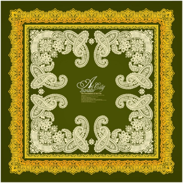 frame pattern material with art city european lace border