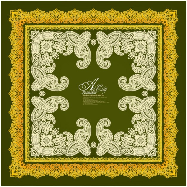 frame pattern material with art city european lace border