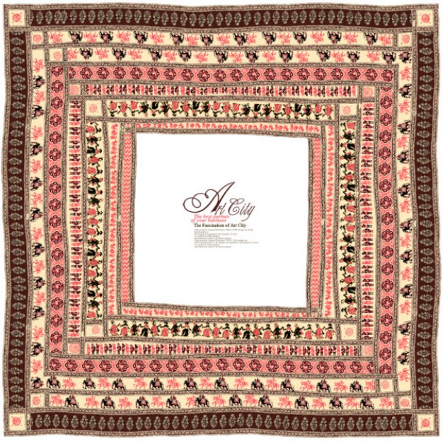 frame pattern material with art city european Lace border