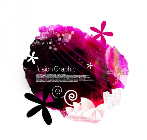 fusion graphic series fashion pattern with flowers in ink