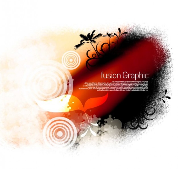 fusion graphic series fashion pattern with sunset Coconut and leaf