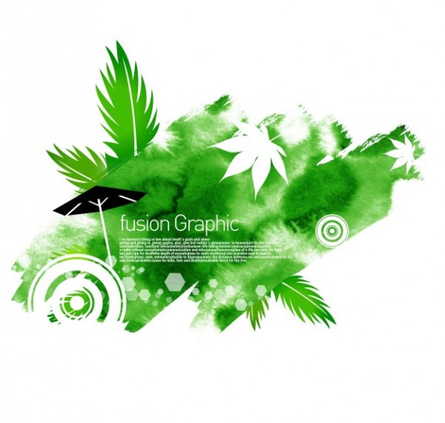 fusion green leaves Umbrella graphic series fashion pattern