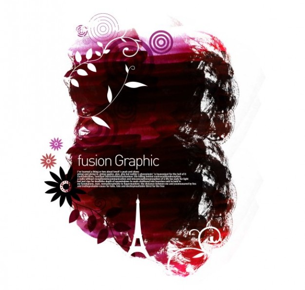 fusion rose graphic series pattern with Eiffel tower