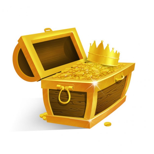 gold box layered material with crown inside