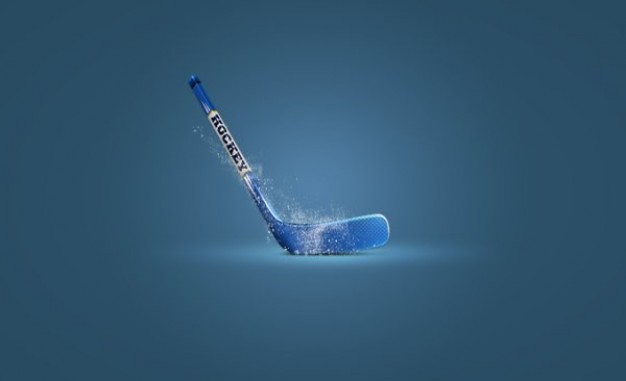 hockey stick icon layered material with light shine and blue background