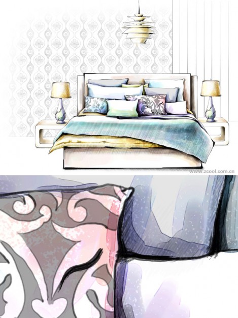 interior decoration layered picture with hand painted style
