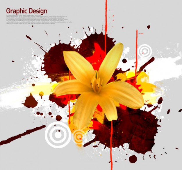 korean design elements layered with yellow flower