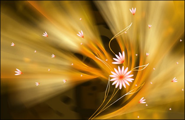 large ultra clear flower theme layered with orange light