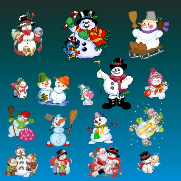 lovely christmas snowman sets material with blue background