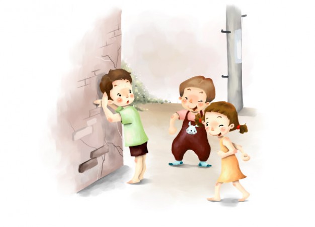 lovely illustration layered material with Child Wall Smile Game