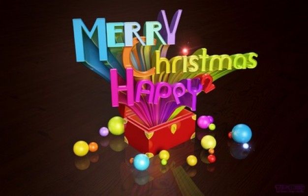 merry christmas three dimensional words over Chocolate background
