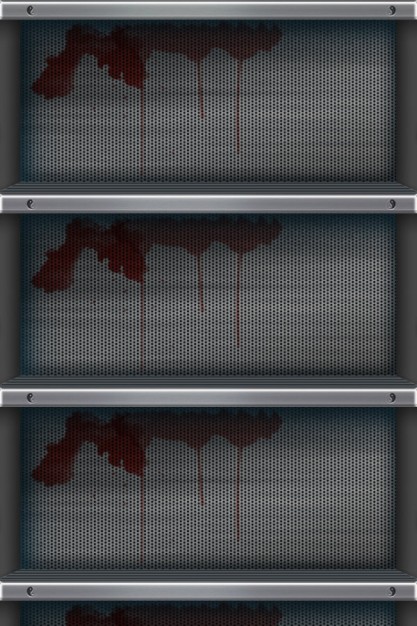 metal the terrorist shelves grids layered material with blood rust