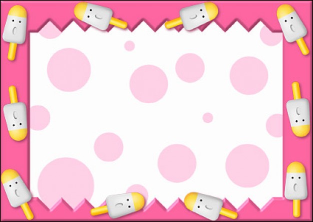 pink disney cartoon frame material arrounded with Popsicles