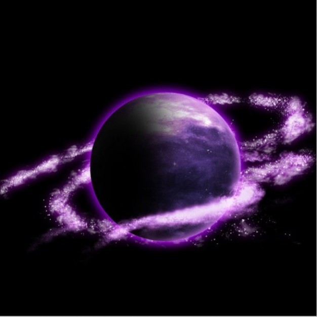 purple planet hd arounded with star ribbon