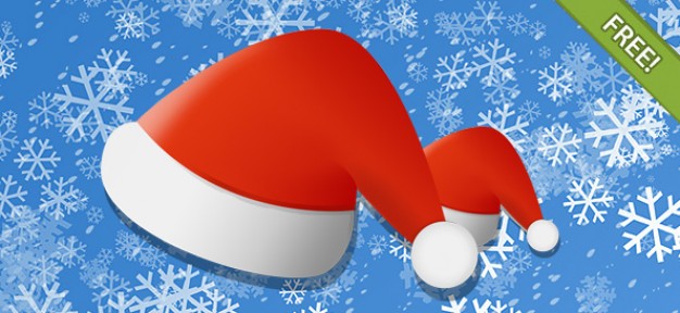 santa hat over snowflakes background