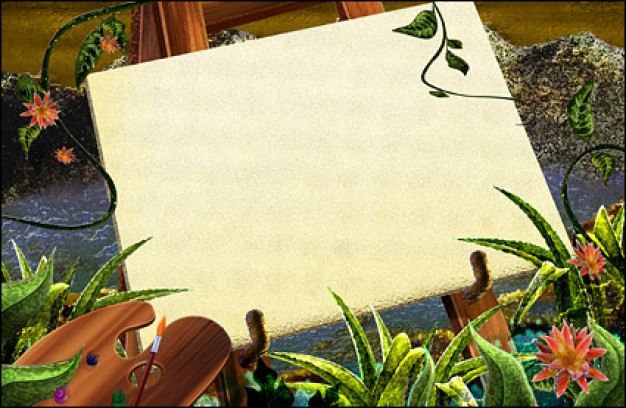 sketchpad with the green rattan plants etc elements