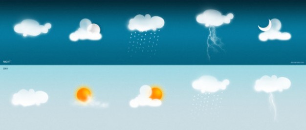 soft weather icon with Sun Cloud Moon Rain Night Dream