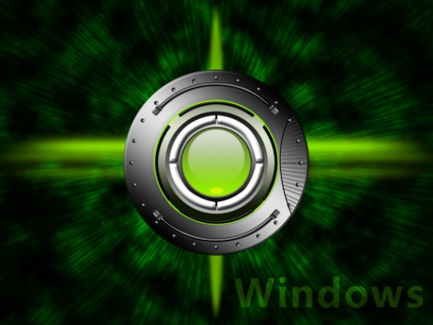 the windows desktop wallpaper with circle and green background