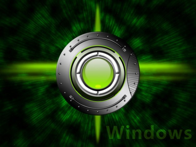 the windows desktop wallpaper with circle and green background