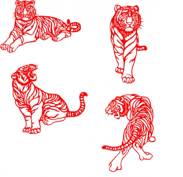 tiger of paper cut material in Chinese style