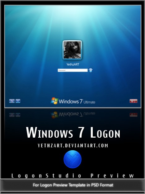 windows style login screen layered template with underwater