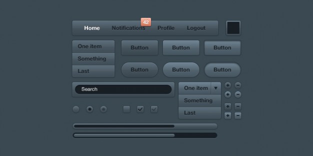 aluminoi ui kit with dark blue style