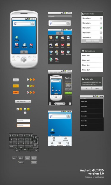 android phone the gui layered material over dark gray background