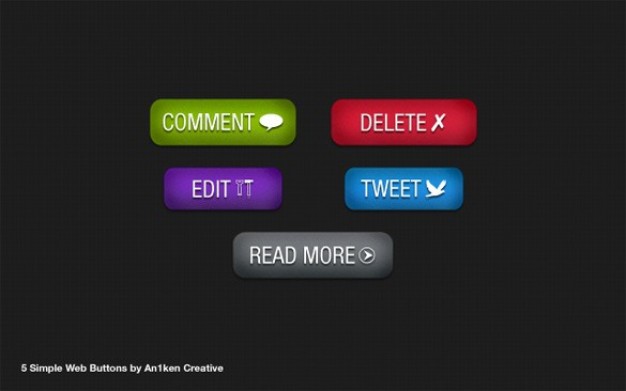 attractive colorful web ui buttons set with dark background