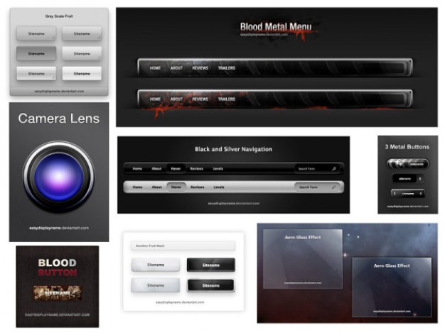 beautiful blood metal menu web design elements layered material