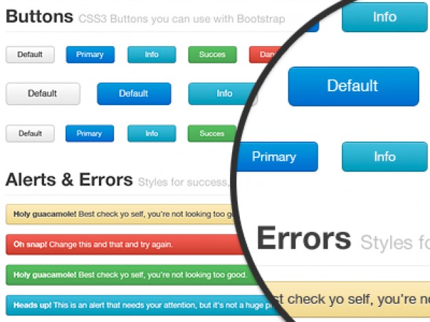 bootstrap freebie for webdesign including button alert error bar