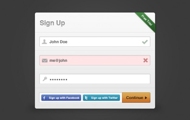 clear sign up interface modal box