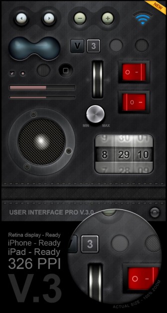 cool playback interface material in metal style