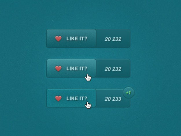 delicate button icons layered material for like button over blue